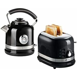 ARPK31 Moderna Cordless Kettle and 2 Slice Toaster Set, Stainless Steel Body, Black - Ariete ARPK31 Moderna Cordless Kettle and 2 Slice Toaster Set, Stainless Steel Body, Black - Ariete