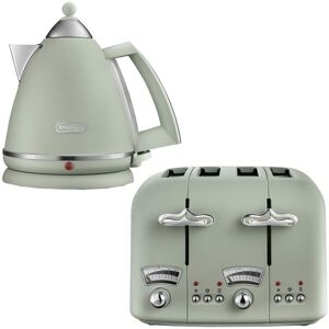 Argento 1.7L Kettle & 4 Slice Toaster Set, Green - Delonghi Argento 1.7L Kettle & 4 Slice Toaster Set, Green - Delonghi
