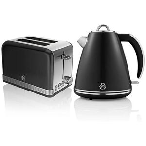 Swan - Retro Black Kettle and 2 Slice Toaster Set Swan - Retro Black Kettle and 2 Slice Toaster Set