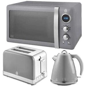 Swan - Retro Grey 1.5L Kettle, 2 Slice Toaster & 20L Digital Microwave Set Swan - Retro Grey 1.5L Kettle, 2 Slice Toaster & 20L Digital Microwave Set
