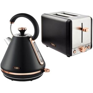 Tower Cavaletto Pyramid Kettle and 2 Slice Toaster Set Black Tower Cavaletto Pyramid Kettle and 2 Slice Toaster Set Black