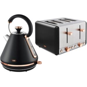 Tower Cavaletto Pyramid Kettle and 4 Slice Toaster Set Black Tower Cavaletto Pyramid Kettle and 4 Slice Toaster Set Black