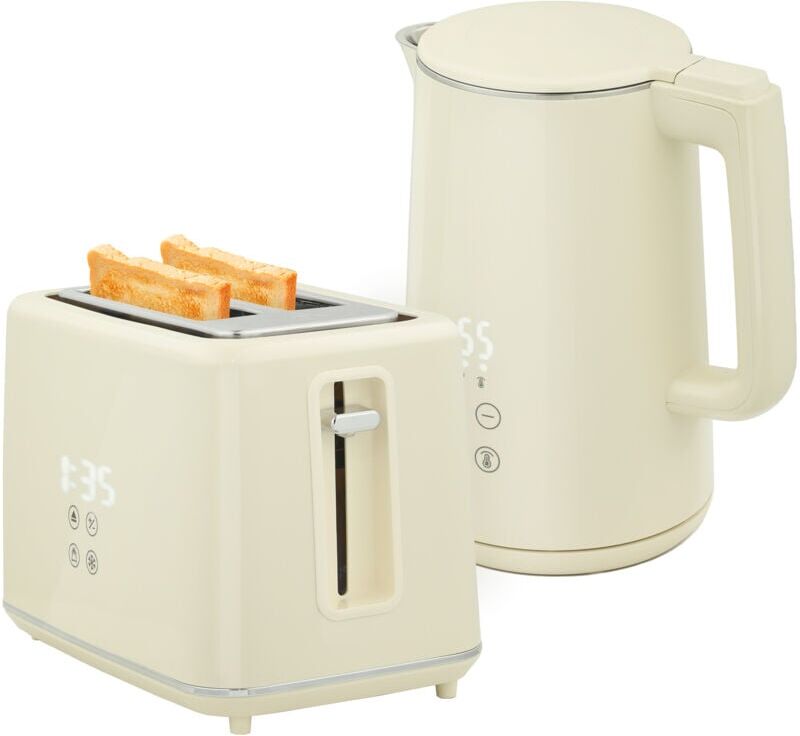 1.5L 3000W Fast Boil Electric Kettle and 2 Slice Toaster Set, Beige - Homcom