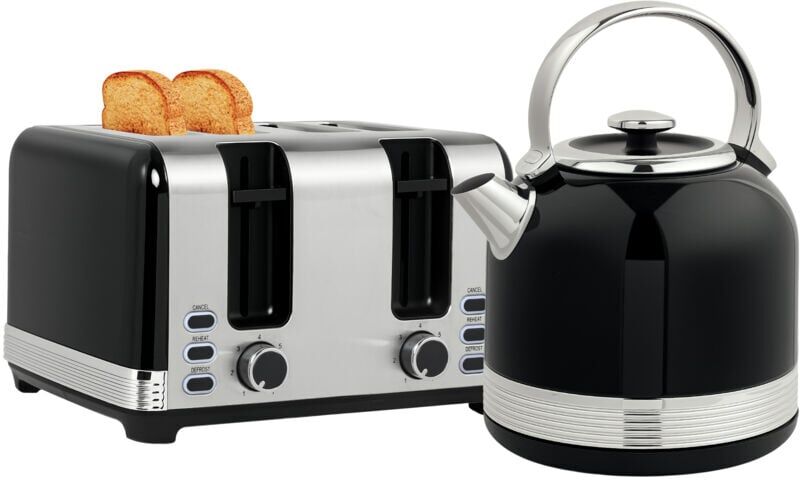 Homcom - 1.7L 3000W Fast Boil Electric Kettle and 4 Slice Toaster Set, Black