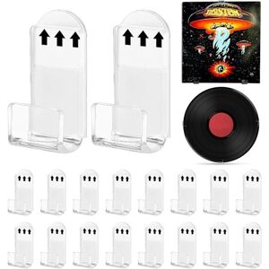 TORMATOR Set of 18 Wall Mount Vinyl Record Holders, Minimalist Design, Acrylic Wall-Mounted Vinyl Hangers, Self-Adhesive Holders for Vinyl Records, CDs and TORMATOR Set of 18 Wall Mount Vinyl Record Holders, Minimalist Design, Acrylic Wall-Mounted Vinyl Hangers, Self-Adhesive Holders for Vinyl Records, CDs and