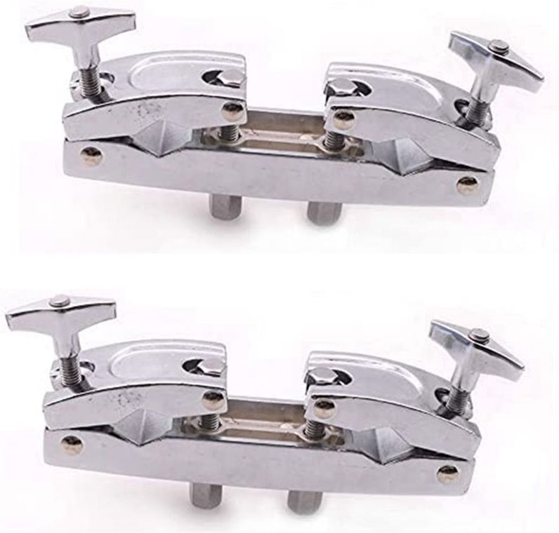 Tlily - 2X Drum Clamp 2 Holes Silver Multi Cymbal Holder for Drums Cymbals Musical Parts
