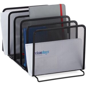 Relaxdays - Filing Rack, 5 Slots, Document Organiser, Magazines/Catalogues/Letter Collector, 18.5 x 20.5 x 37.5 cm, Black