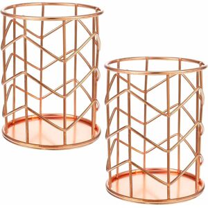 LANGRAY 2 pieces pen holder, rose gold pencil holder, fashion openwork writing instrument holder, desk organiser, pen holder, organiser, make-up brush holder