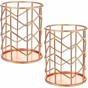 HOOPZI 2 pieces pen holder, rose gold pencil holder, fashion openwork writing instrument holder, desk organiser, pen holder, organiser, make-up brush holder