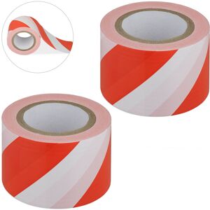 Barrier Tape, 2x Set, Tear-Resistant, Non-Adhesive, Safety for Marking Hazards, pe, 80mm x 200m, Red/White - Relaxdays