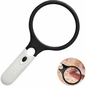 HOOPZI 3 led Illuminated Reading Magnifier Magnifying Magnifying Glass Visually Impaired Lighting 3X 45X Lightweight Portable Handheld Light for Jeweler