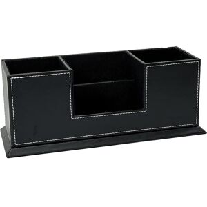 PESCE 4-Compartment Desk Organizer - Dual Pen Holder - Desktop Card/Pen/Pencil/Mobile Phone Office Black