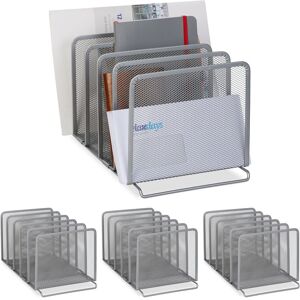 Relaxdays - Set of 4 Filing Racks, Document Organiser, Magazines/Catalogues/Letter Collector, 19 x 20.5 x 37.5 cm, Silver