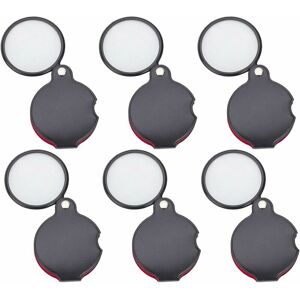 HOOPZI 6 Pcs Mini Folding Magnifier, Black 8 Folding Foldable Pocket Magnifier, With Protective Cover, for Reading, Journal, Book, Magazine (Diameter 50mm)