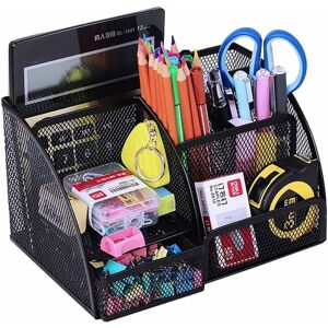 PESCE All-in-one Office Supplies, Desktop Drawer Storage Bag, Pen Holder, Note Holder, Mail Sorter, Metal Desktop Accessories Desktop Storage (black)