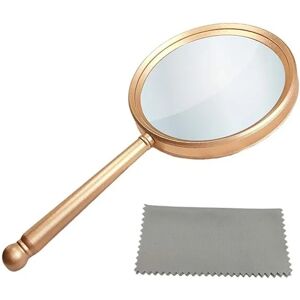 20X Handheld Reading Magnifier with Unbreakable Metal Handle and 80mm Big Magnifying Glass Lens for Seniors (Golden) - yellow - Alwaysh