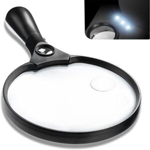 Lighted Magnifying Glass, 5.5 Inch Large Magnifier 2x 4x 25x Zoom Magnifier with 3 led Lighted Magnifiers for Elderly Reading, Stamps, Maps - Alwaysh