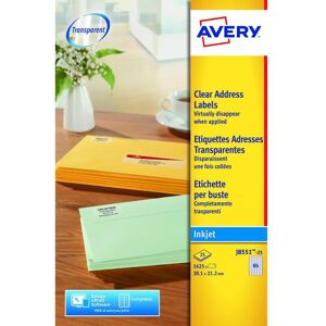 Inkjet Mini Label 38.1x21.2mm 65 Per A4 Sheet Clear (Pack 1625 Label - Transparent - Avery