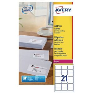 Avery - L7160-40 Laser Labels White 63.5X38.1MM (Pack-40) - White