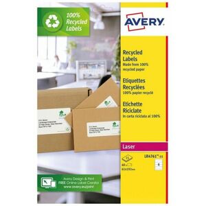 Avery Avery Recycled Filing Label Lever Arch File 192x61mm 4 Per A4 Sheet White - White