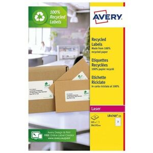 Recycled Filing Label Lever Arch File 192x38mm 7 Per A4 Sheet White - White - Avery