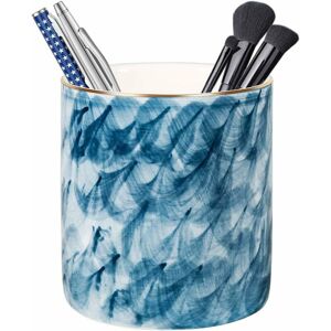 Denuotop - Ceramic Pen Holder for Desk, Makeup Brush Holder, Pencil Holder, Durable Office and Home Organizer, Makeup Brush Holder, Blue Marble Decor