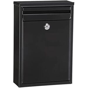 Héloise - E5754 Steel Mailbox, Size s (Mail A5 Size), Single Outdoor Mailbox, with Back Slot, Easy to Install, Black Size s - 32 x 22 x 8 cm