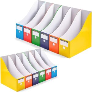 XUIGORT Magazine File Holder, Folder Holder, Magazine Organizer, Book Bins, Set of 12, Multi-Color5 Colors Set/5