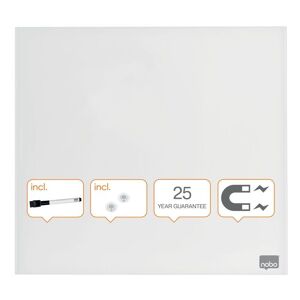 Nobo - Magnetic Glass Whiteboard Tile 300x300mm White 1903956