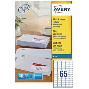 Avery - J8651-100 Mini Address Inkjet Labels 65TV White (Pack-100) - White