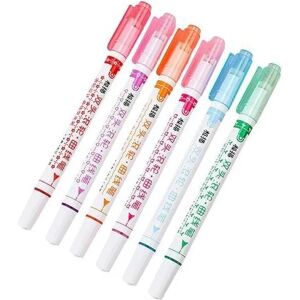 HÉLOISE Moon-6pcs Shaped Highlighter Pen Different Colors Identification Marker Pen Art Highlighter Pen Set for, Double Head