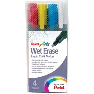 Wet Erase Chalk Marker Chisel Tip 2-4mm Line Assorted Colours (Pac - Assorted - Pentel