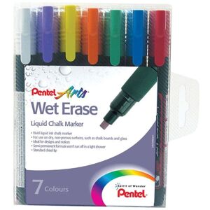 Pentel - Wet Erase Chalk Marker Chisel Tip 2-4mm Line Assorted Colours (Pac - Assorted