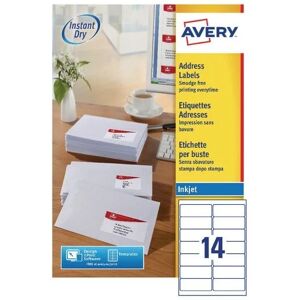 Avery - J8163-100 Quickdry Address Labels 99.1X38.1MM White (Pack-100) - White