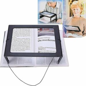 Hoopzi - Reading Magnifier Reading Magnifier with 4 led Lights, 3X Magnification A4 Rectangular Illuminating Magnifying Glass with Stand Magnifying