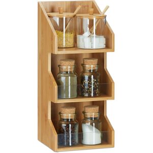 Relaxdays - 3-Tier Bamboo Organizer, Office Stationery Filing Cabinet, Spice Rack, hwd 41 x 18 x 17 cm, Natural