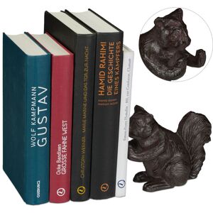 Animal Bookend, Squirrel, For Books, CDs, DVDs, Cast Iron, Robust Stand, Brown - Relaxdays