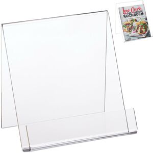 Relaxdays Book Holder A5, Acrylic Stand For Books, Sturdy, Prospectus Display HxWxD: 15x15x11.5 cm, Transparent