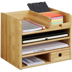 Relaxdays - Desk Organiser, A4 Letter Tray, Keep Notes and Pens Neat and Tidy, Drawer, Office Storage, Bamboo