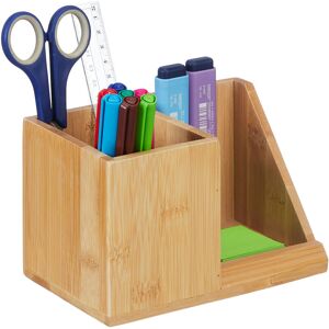 Relaxdays - Desk Organiser, Bamboo, 2 Sections, Office Supplies & Cosmetics, Pencil Box, 10.5 x 17.5 x 10.5 cm, Natural