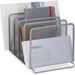 Relaxdays - Document Tray, 5 Compartments, Free-Standing, Mesh Design, 19 x 20.5 x 37.5 cm, Metal, Silver