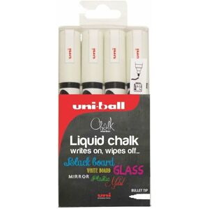 Uni-ball - Chalk Marker Bullet Tip Medium White (Pack 4) - White