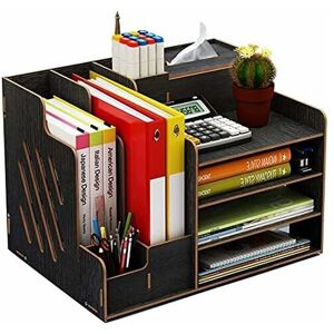 Héloise - Wooden Desk Organizer, Office Supplies Organizer, Wooden for Home, Office and School (Black)