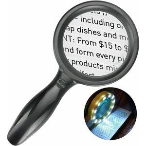 10MOONS 30x 60x Reading Magnifier, Rechargeable Lighted Magnifier with 33 LEDs, Dimmable Magnifying Glass for Seniors, Newspapers, Crafts, Exams, Books and