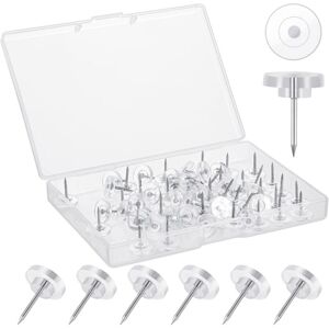 Csparkv - 100 Pieces Clear Push Pins, 16 mm Flat Wall Push Pins Cork Board Pins and Thumb Tacks with Storage Box for Wall Bulletin Board Cork Board Csparkv - 100 Pieces Clear Push Pins, 16 mm Flat Wall Push Pins Cork Board Pins and Thumb Tacks with Storage Box for Wall Bulletin Board Cork Board