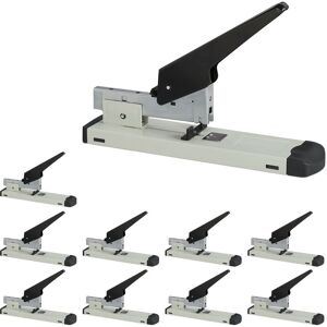 Relaxdays Professional Stapler, 10x Set 210-Sheet Capacity, 24/6 Staples, 70 mm Depth, Office, Heavy-Duty, Durable, Grey Relaxdays Professional Stapler, 10x Set 210-Sheet Capacity, 24/6 Staples, 70 mm Depth, Office, Heavy-Duty, Durable, Grey