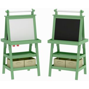 3 in 1 Kids Easel Double-Sided Magnetic Whiteboard and Chalkboard with Paper Roll, Storage Baskets - Green 3 in 1 Kids Easel Double-Sided Magnetic Whiteboard and Chalkboard with Paper Roll, Storage Baskets - Green