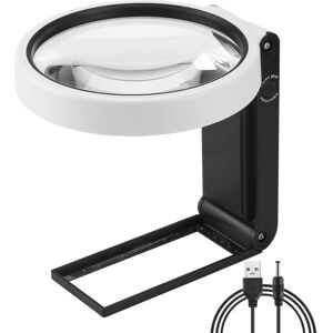 Linghhang - 4.35in 10X 30X Large Magnifying Glass with Light and Stand, Portable led Illuminated Magnifying Glass Standing, Folding Reading Magnifier Linghhang - 4.35in 10X 30X Large Magnifying Glass with Light and Stand, Portable led Illuminated Magnifying Glass Standing, Folding Reading Magnifier