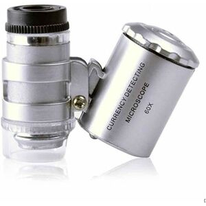 Gotrays - 60X Illuminated Magnifying Glass Handheld Mini Pocket Microscope uv Magnifier Currency Detector Jeweler Loupe with led Light Gotrays - 60X Illuminated Magnifying Glass Handheld Mini Pocket Microscope uv Magnifier Currency Detector Jeweler Loupe with led Light