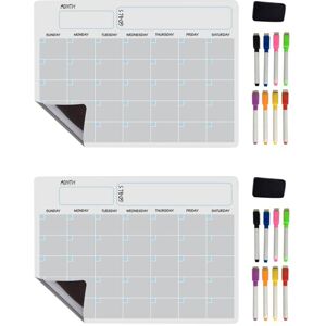 TLILY A3 Magnetic Whiteboard Dry Erase Calendar Set Whiteboard Weekly Planner for Refrigerator Fridge Kitchen Home 17x12" X2 I393352 TLILY A3 Magnetic Whiteboard Dry Erase Calendar Set Whiteboard Weekly Planner for Refrigerator Fridge Kitchen Home 17x12" X2 I393352